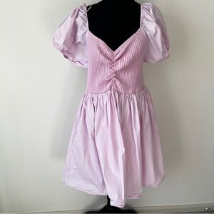 Elegant Lilac Puff Sleeve Dress